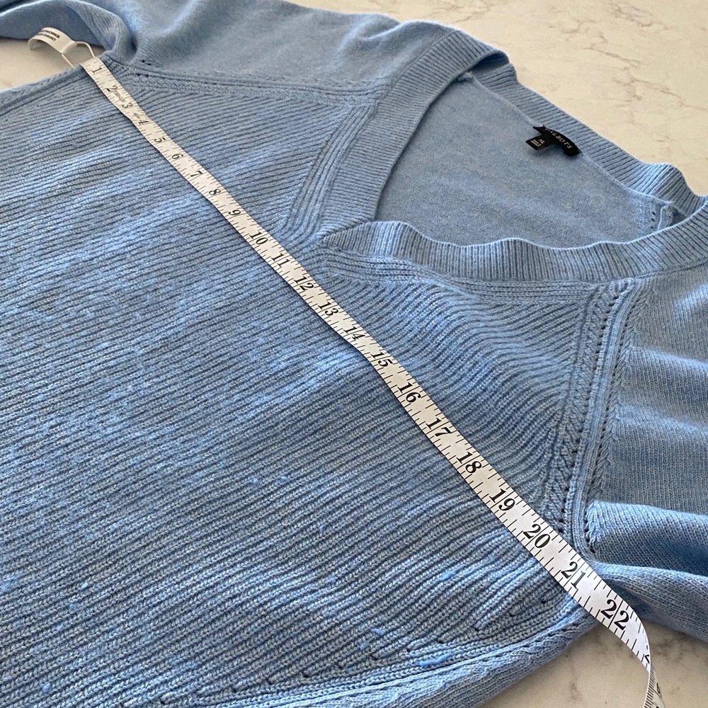 Talbots Wool Cashmere Blend V Neck Soft Blue Sweater size XL - Picture 5 of 7